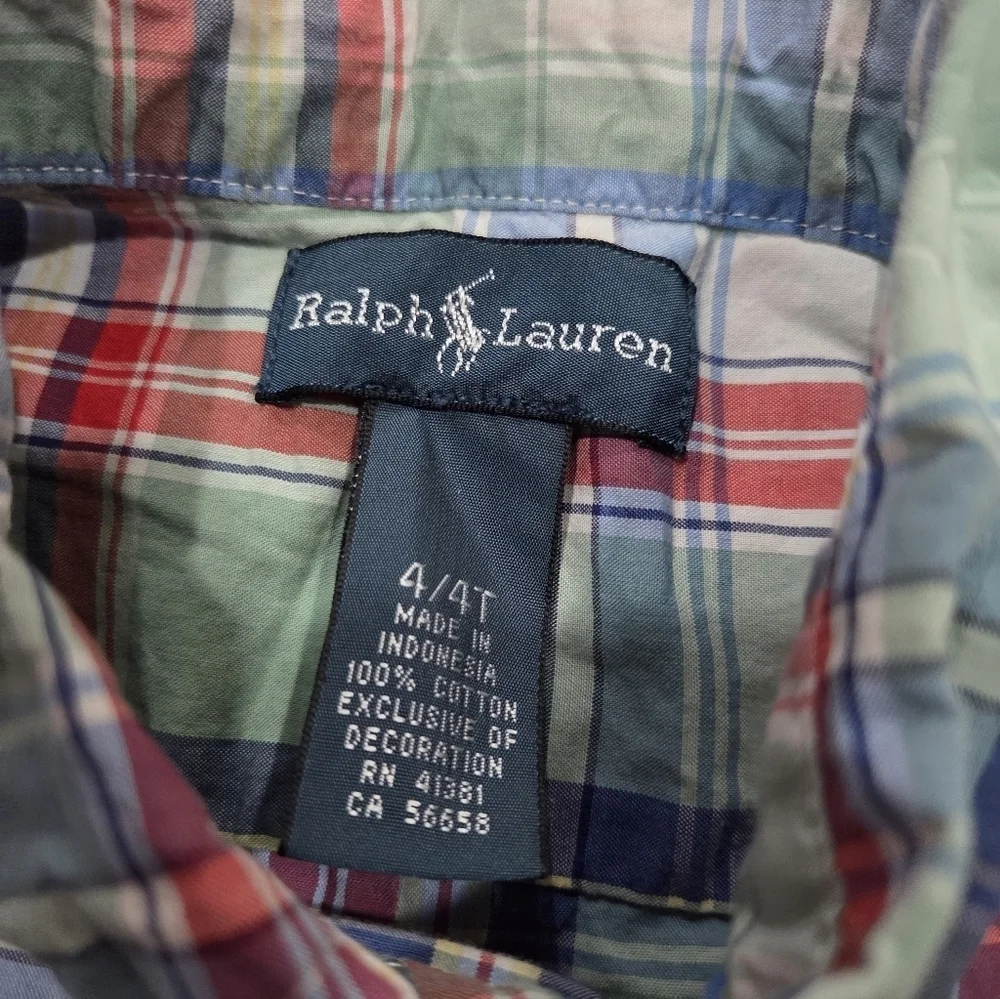 Ralph Lauren Plaid Short Sleeve Button Down  Shirt Sz.4T
